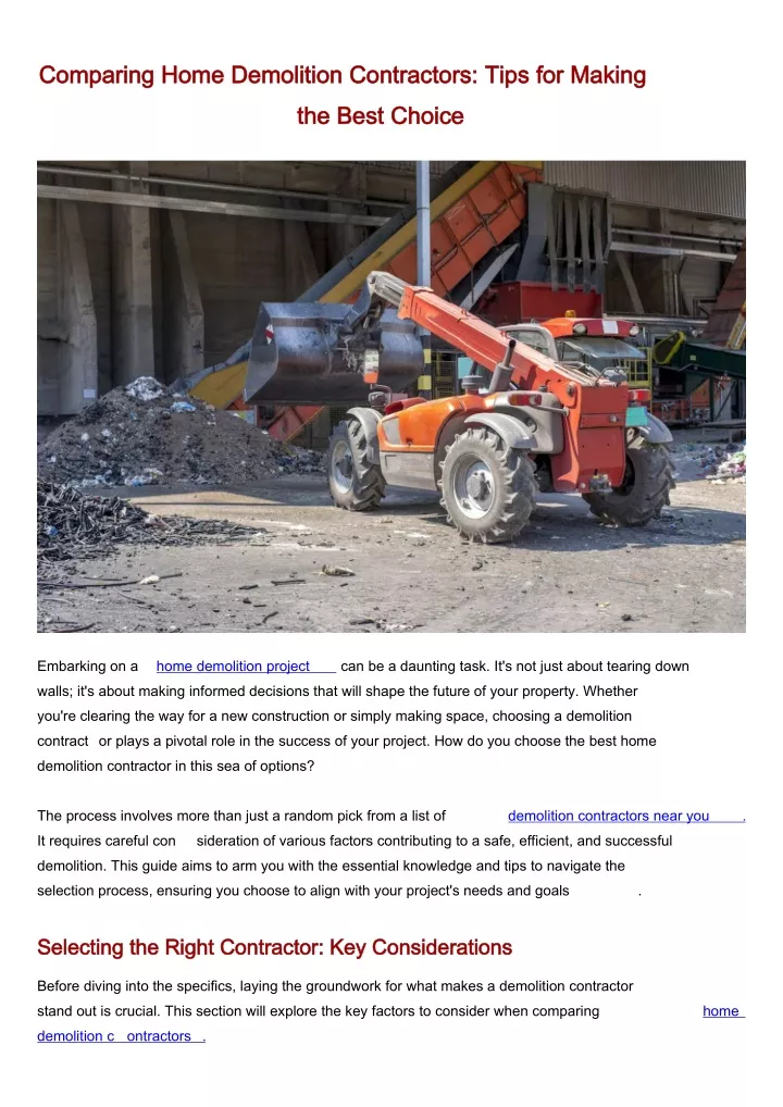 comparing home demolition contractors tips