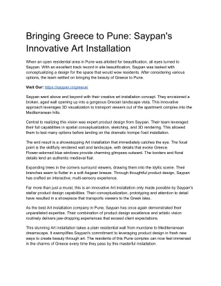 Bringing Greece to Pune_ Saypan's Innovative Art Installation