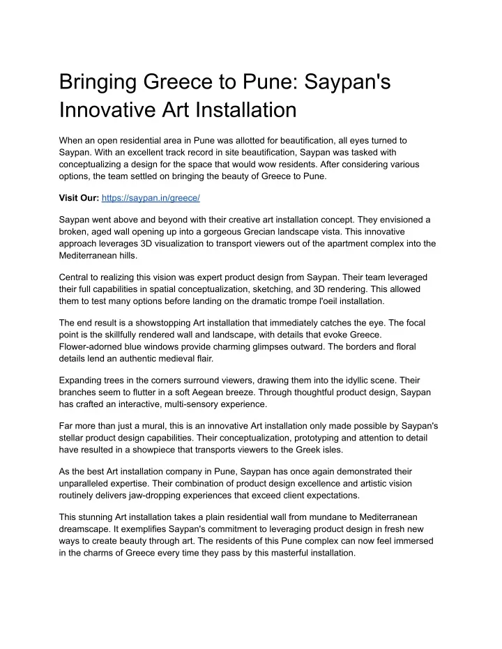 bringing greece to pune saypan s innovative