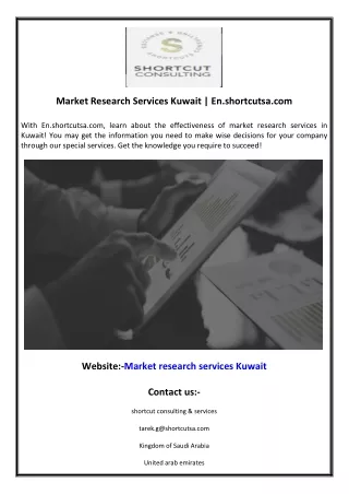 Market Research Services Kuwait  En.shortcutsa.com