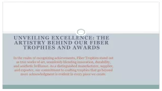 Unveiling Excellence The Artistry Behind Our Fiber Trophies and Awards