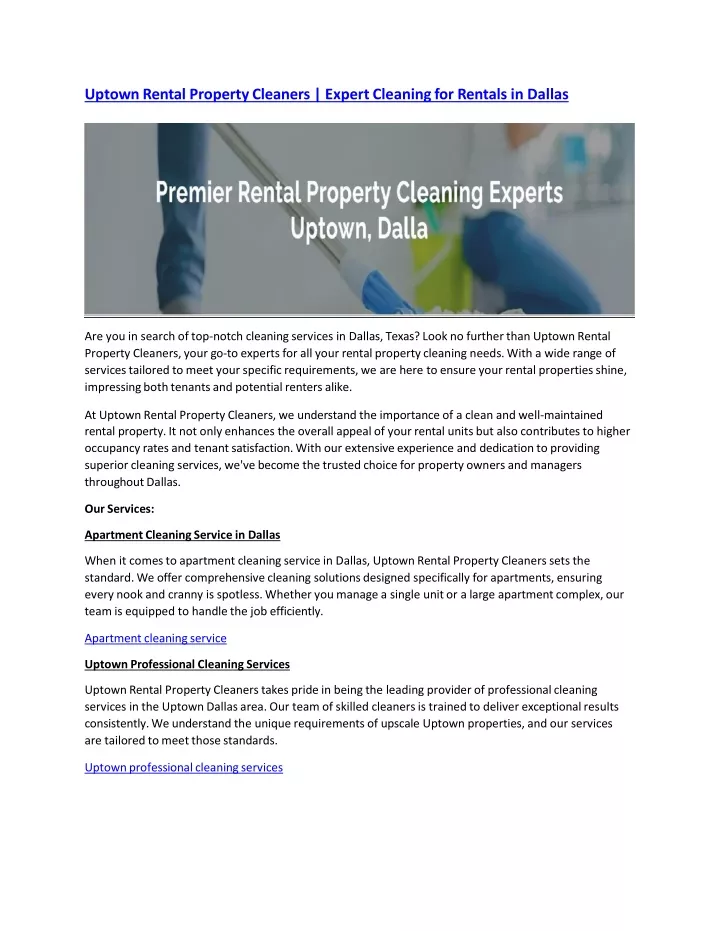uptown rental property cleaners expert cleaning