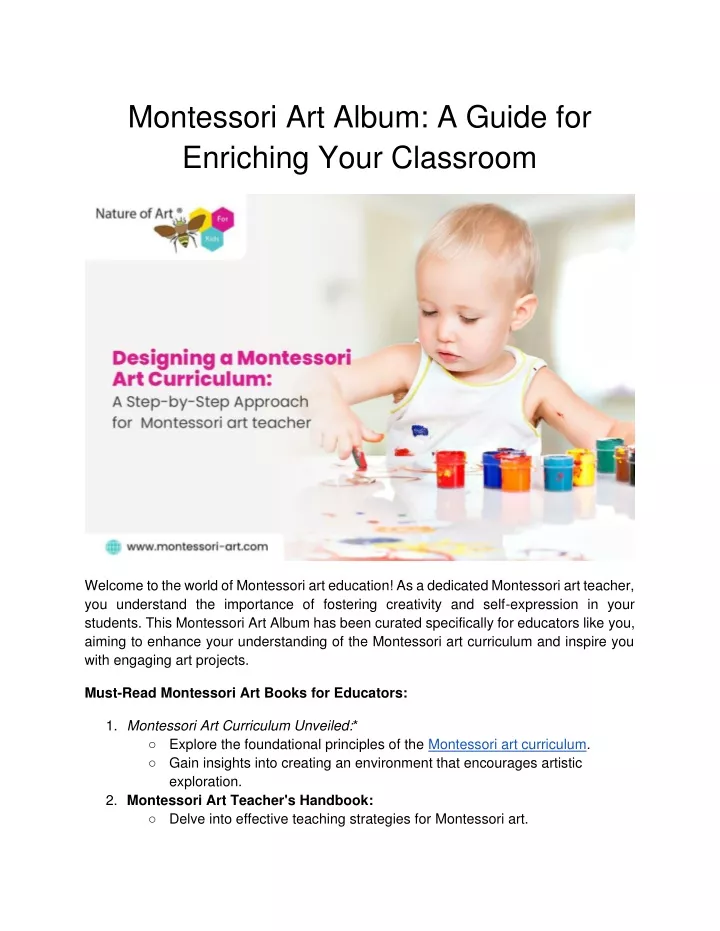 montessori art album a guide for enriching your