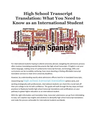 High School Transcript Translation What You Need to Know as an International Student
