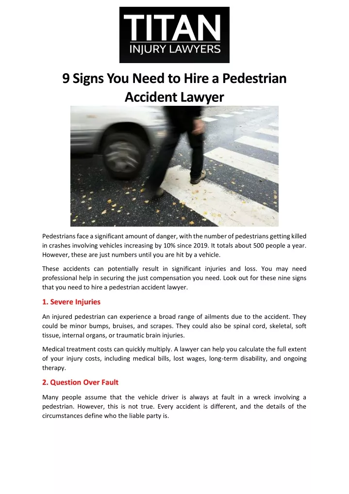 9 signs you need to hire a pedestrian accident