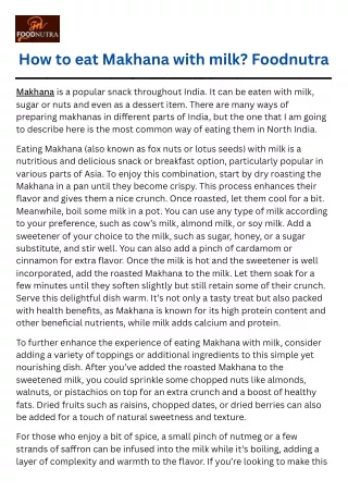 How to eat Makhana with milk | Foodnutra