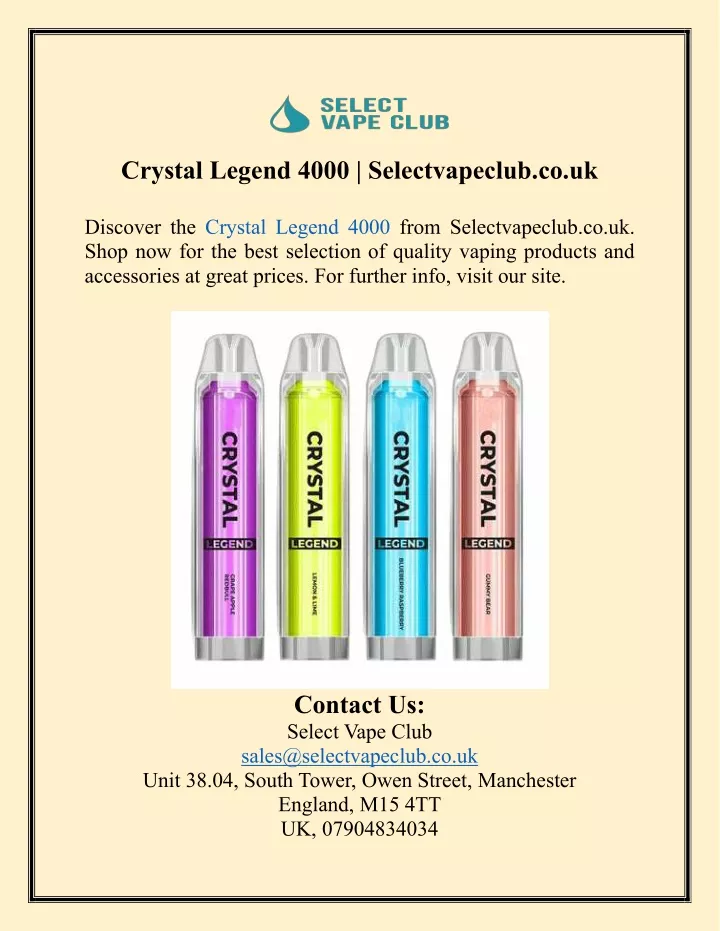 crystal legend 4000 selectvapeclub co uk