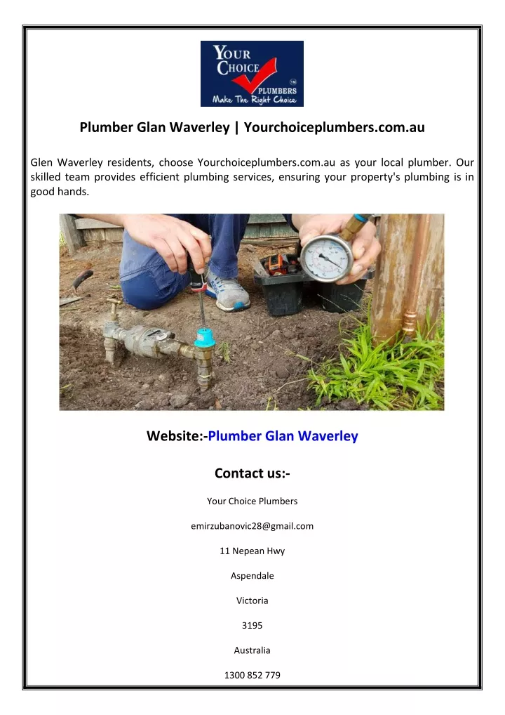 plumber glan waverley yourchoiceplumbers com au