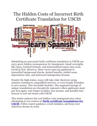 The Hidden Costs of Incorrect Birth Certificate Translation for USCIS