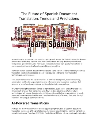 The Future of Spanish Document Translation Trends and Predictions