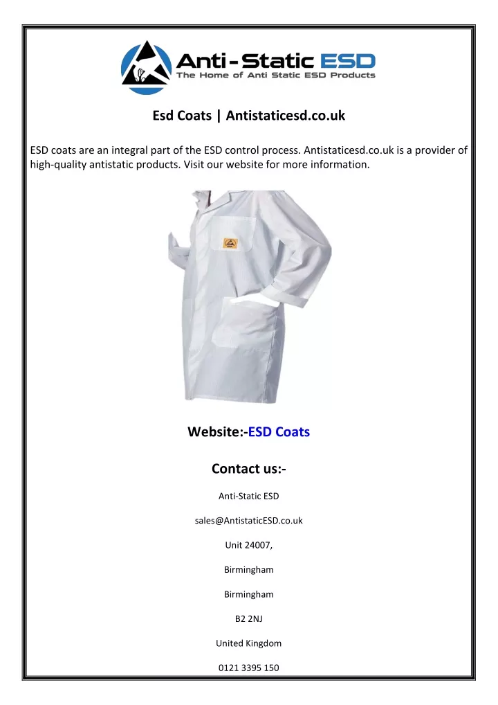 esd coats antistaticesd co uk