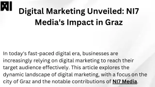 Digital Marketing Unveiled NI7 Media's Impact in Graz