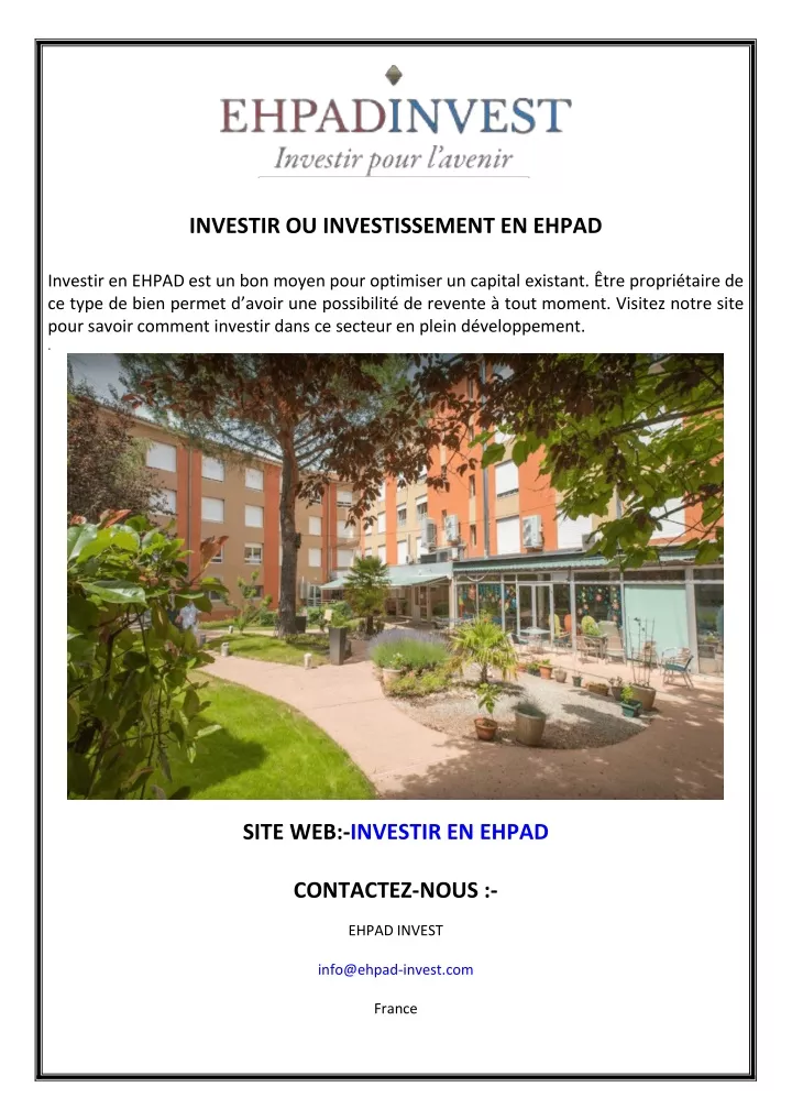 investir ou investissement en ehpad