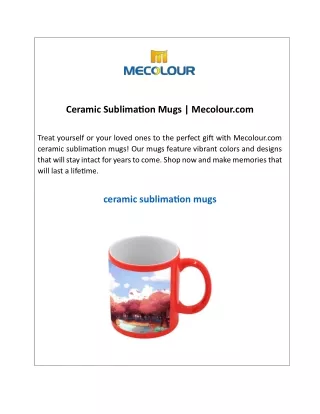 Ceramic Sublimation Mugs  Mecolour