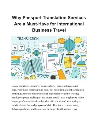 Why Passport Translation Services Are a Must-Have for International Business Travel