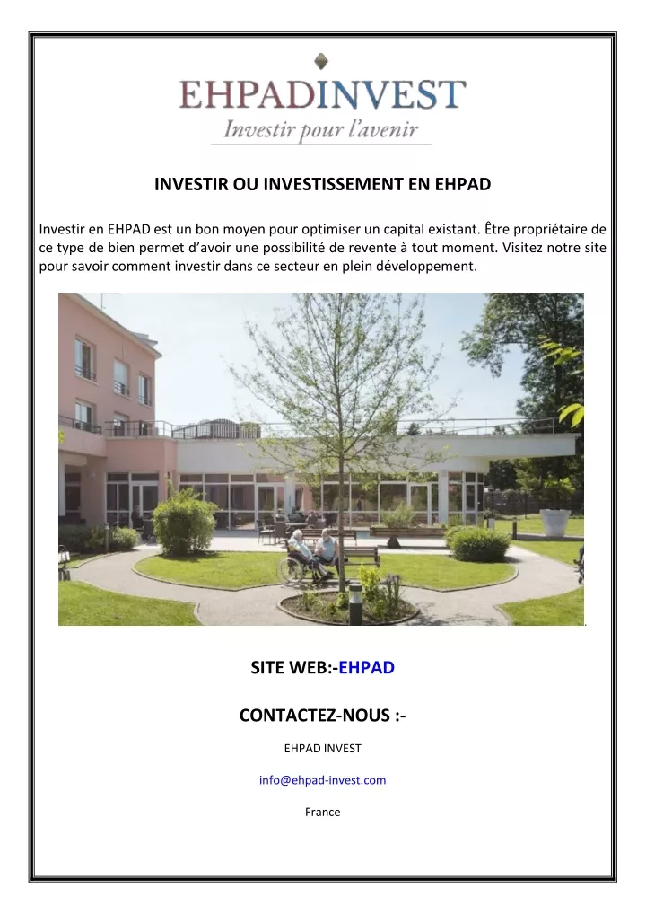 investir ou investissement en ehpad