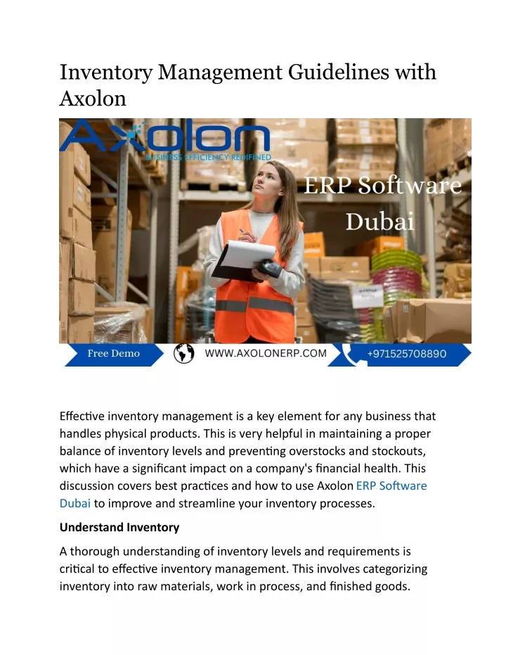 inventory management guidelines with axolon