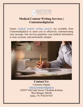 Medical Content Writing Services  Contentusdigital.in