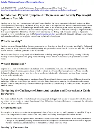 Depression Help Psychologist Ashmore (07) 5539 9798