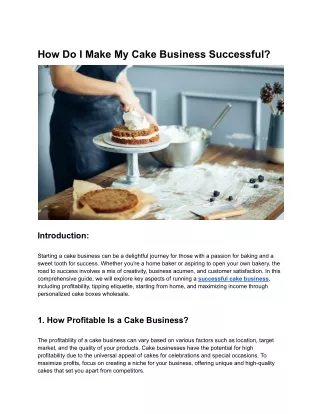 How Do I Make My Cake Business Successful?