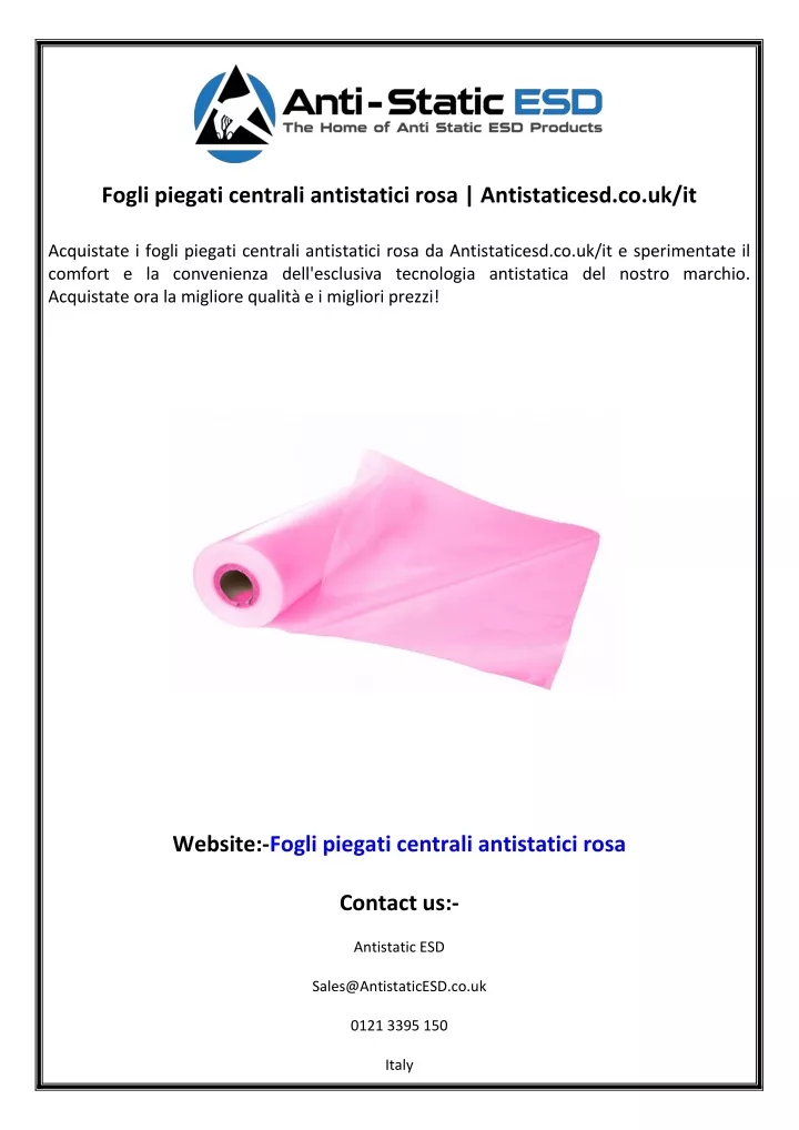 fogli piegati centrali antistatici rosa
