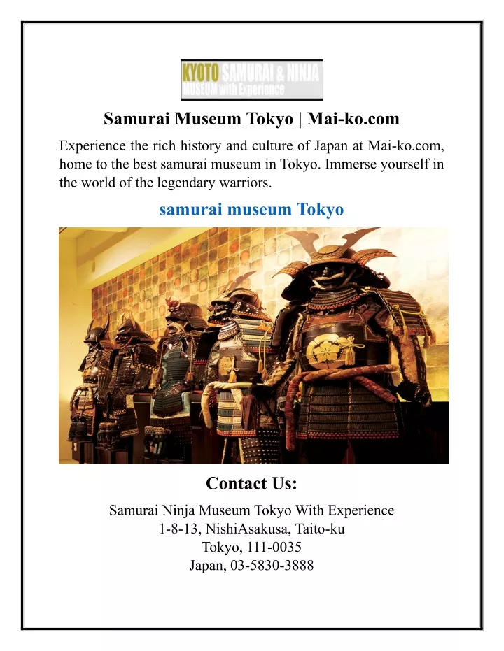 samurai museum tokyo mai ko com