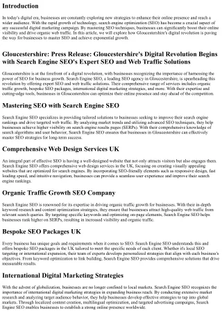Gloucestershire's Digital Revolution: Mastering SEO for Business Growth