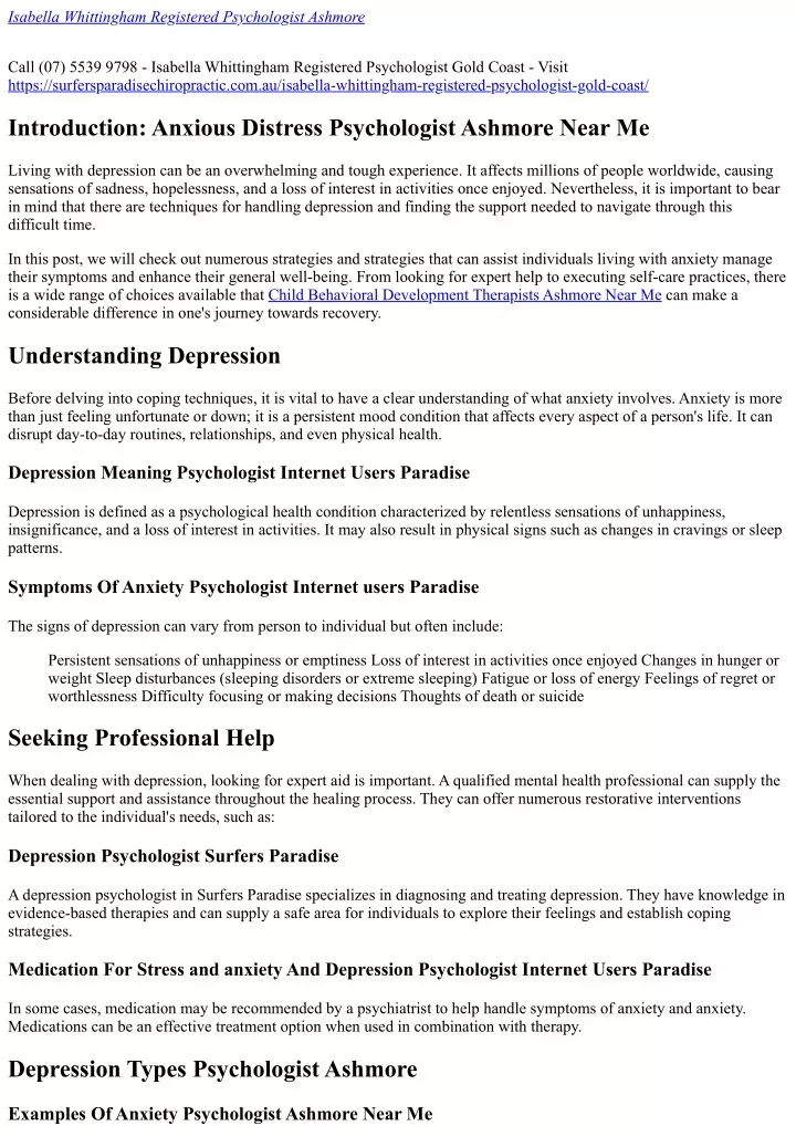 isabella whittingham registered psychologist