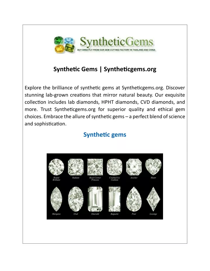 synthetic gems syntheticgems org