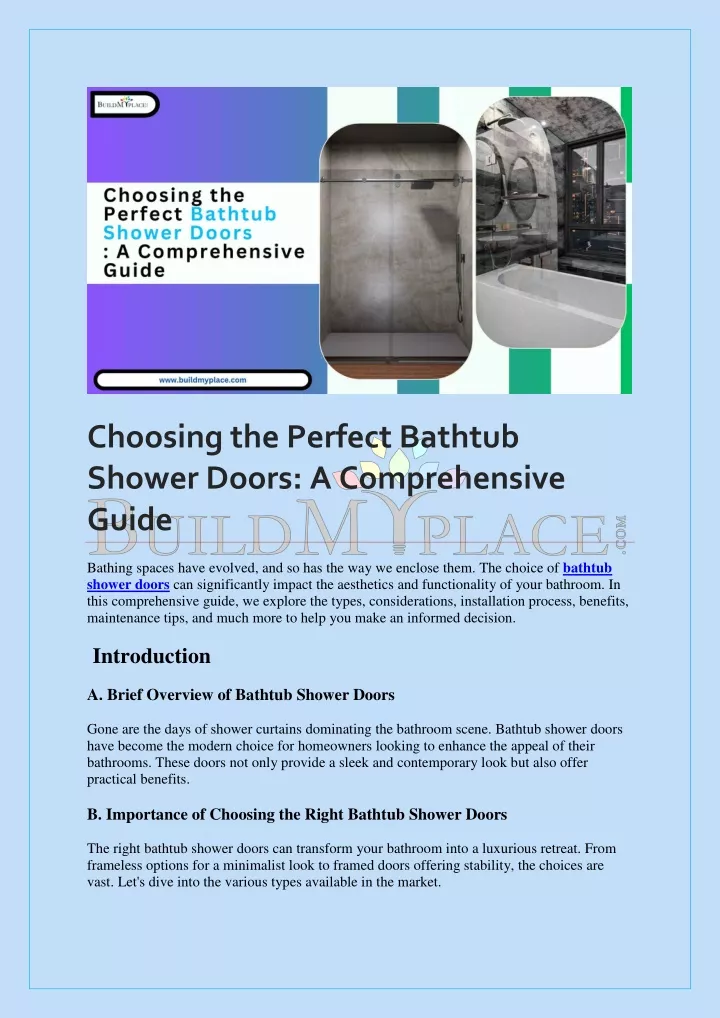 choosing the perfect bathtub shower doors