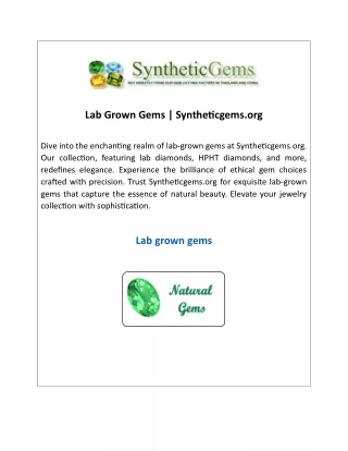Lab Grown Gems  Syntheticgems.org