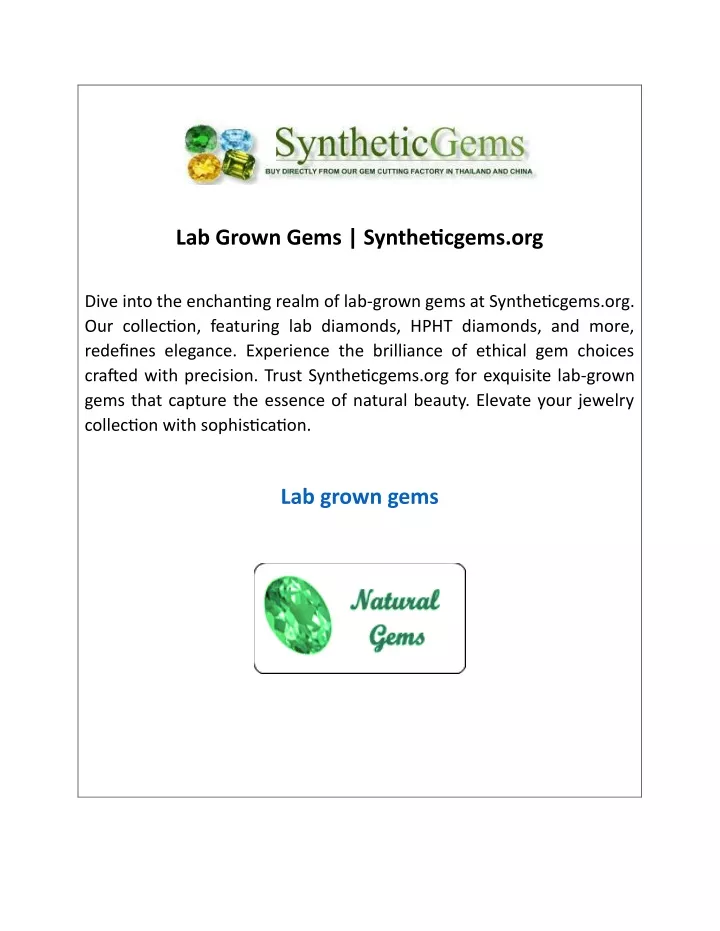 lab grown gems syntheticgems org