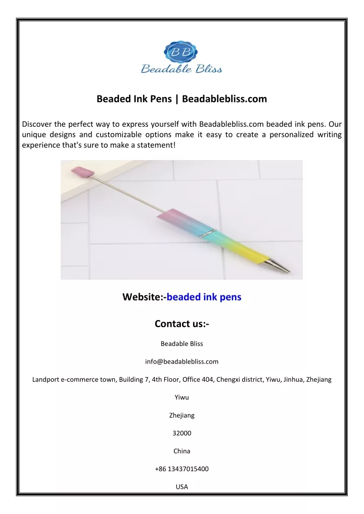 beaded ink pens beadablebliss com