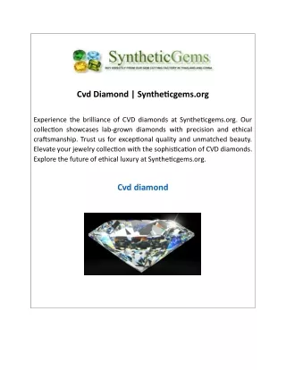 Cvd Diamond  Syntheticgems.org