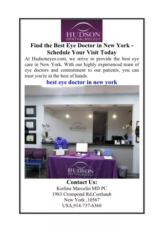 Find the Best Eye Doctor in New York  Schedule Your Visit Today