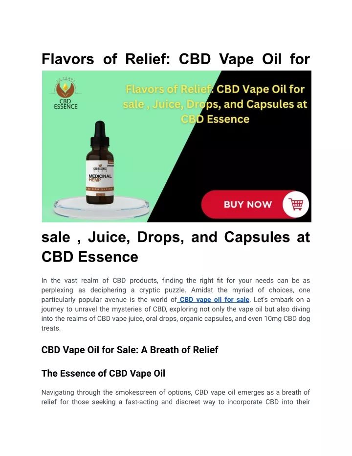 flavors of relief cbd vape oil for