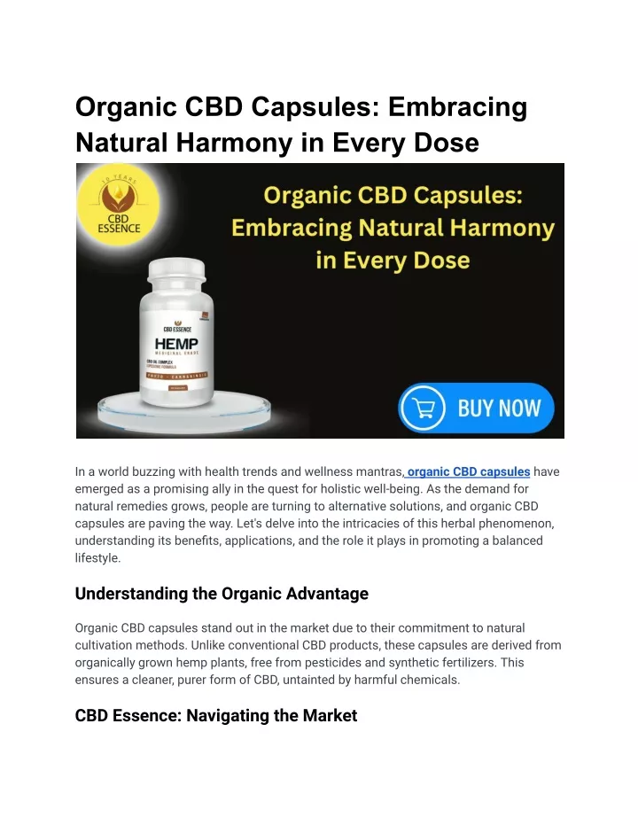 organic cbd capsules embracing natural harmony