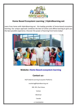 Home Based Ecosystem Learning  Hybridlearning.net