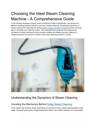 Choosing the Ideal Steam Cleaning Machine - A Comprehensive Guide