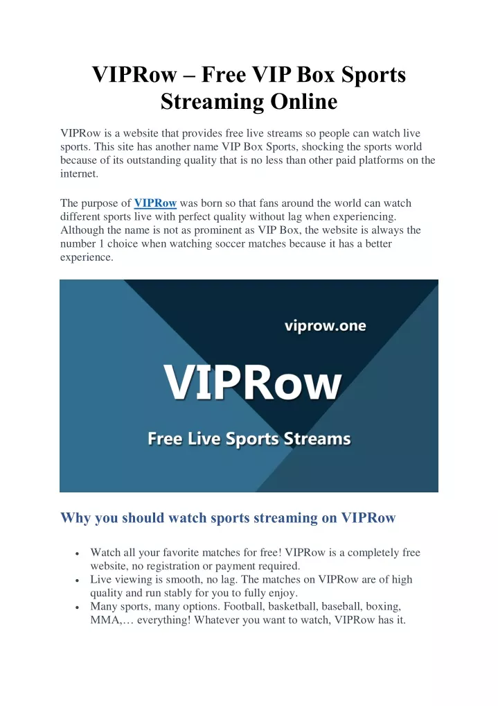 viprow free vip box sports streaming online