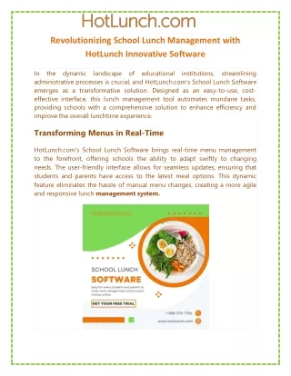 Revolutionizing School Lunch Management with HotLunch Innovative Software