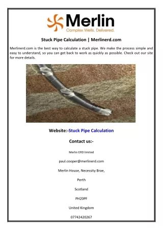 Stuck Pipe Calculation  Merlinerd com
