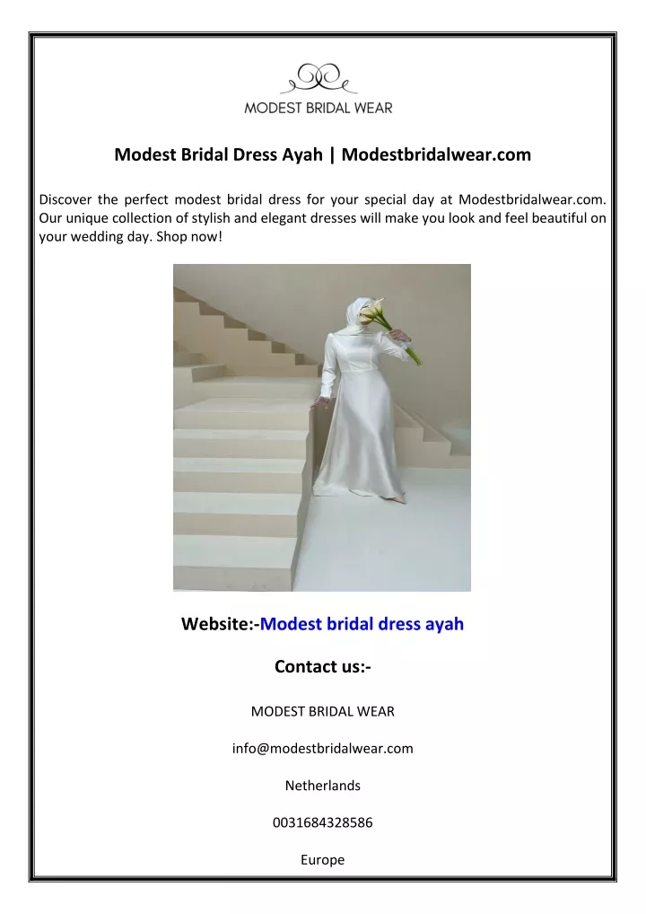 modest bridal dress ayah modestbridalwear com