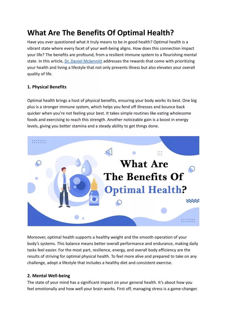 what are the benefits of optimal health