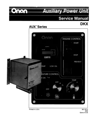 Cummins Onan DKX Auxiliary Power Unit AUX Service Repair Manual