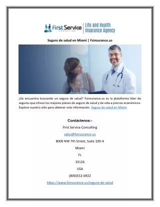 Seguro de salud en Miami | Fsinsurance.us