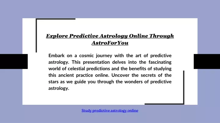 explore predictive astrology online through