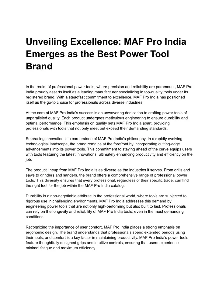unveiling excellence maf pro india emerges