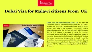Dubai Visa for Malawi citizens From  UK