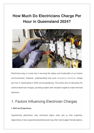 How Much Do Electricians Charge Per Hour in Queensland 2024?